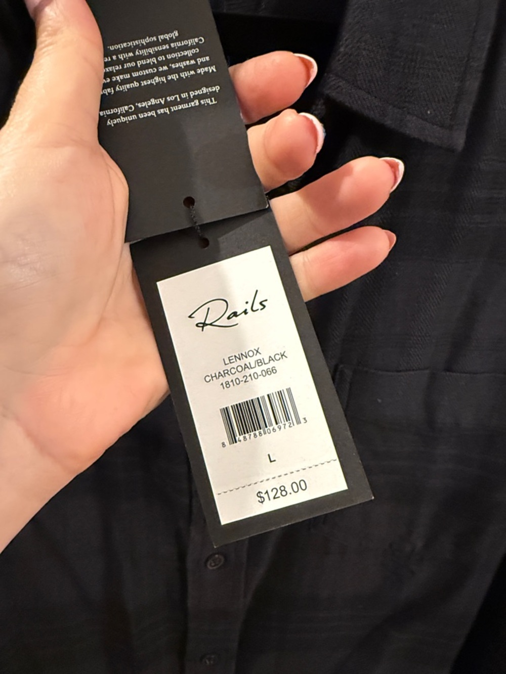 🆕RAILS charcoal/black plaid shirt - Picture 2 of 3